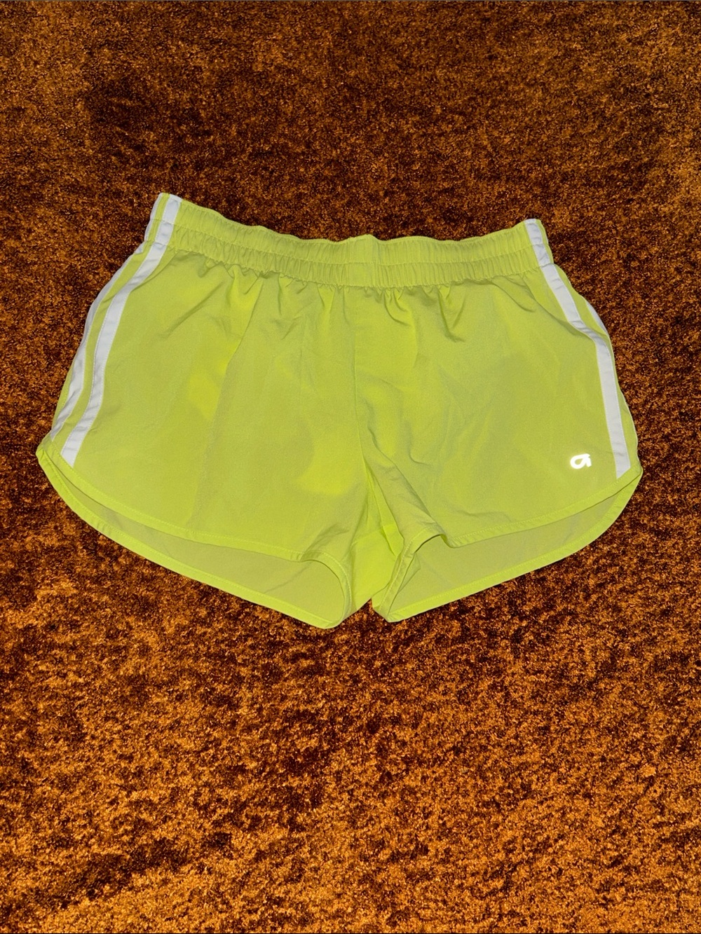 GAP Neon Lime Athletic Shorts with White Side Stripes